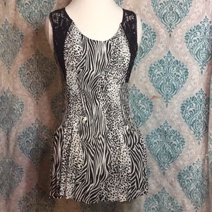 Animal Print Zebra Leopard Lace Cami Tunic Tank